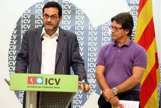 Josep Vendrell i Santi Cayuela en una roda de premsa d'ICV