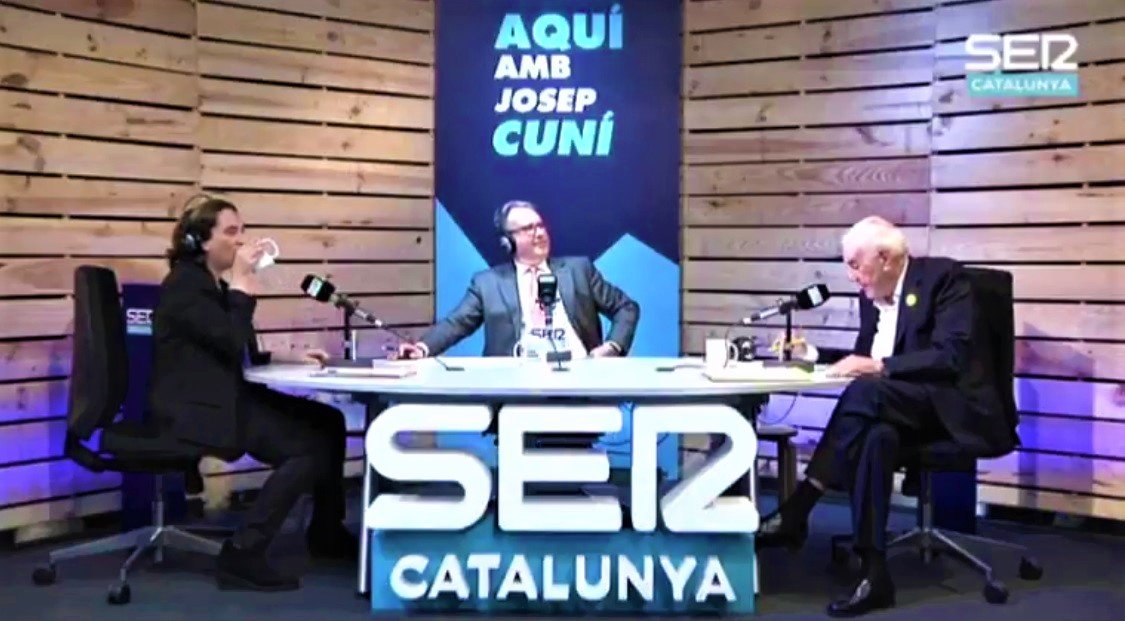 Ada Colau i Ernest Maragall al debat a 'Aquí amb Josep Cuní'