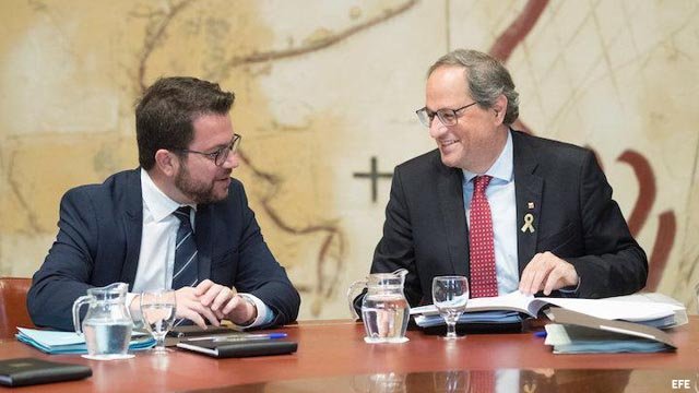 Pere Aragonès i Quim Torra, en una reunió del Consell Executiu