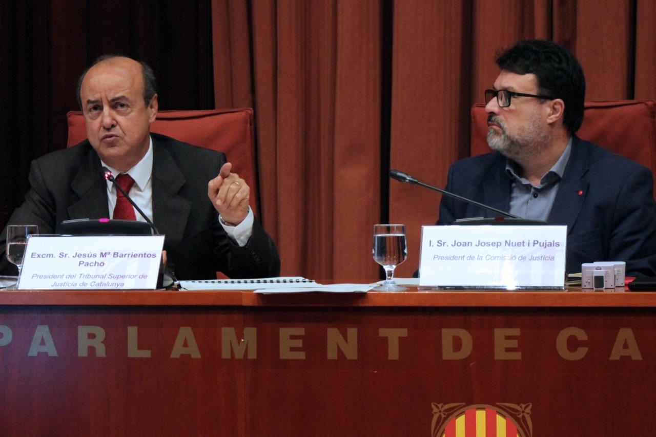 El president del TSJC, Jesús María Barrientos, durant una compareixe