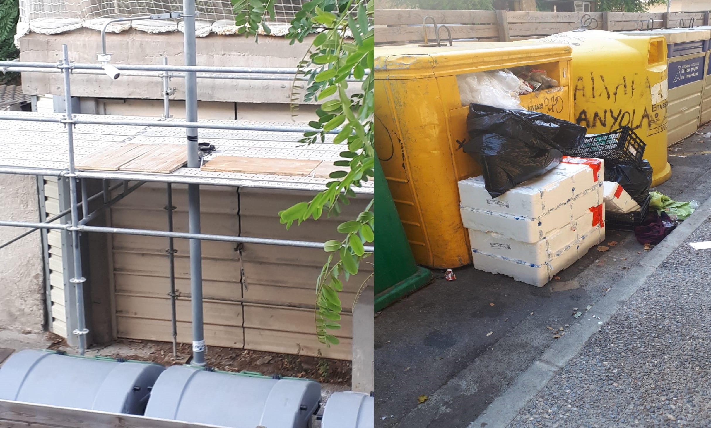 Càmera de vigilància i contenidors a Llançà