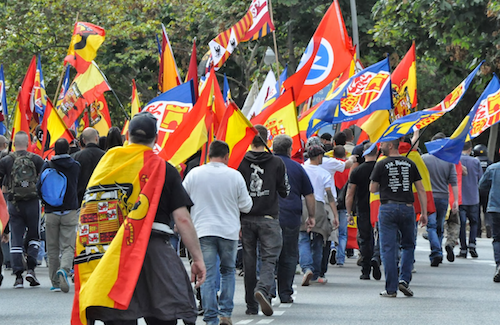 Manifestants ultres a Montjuïc