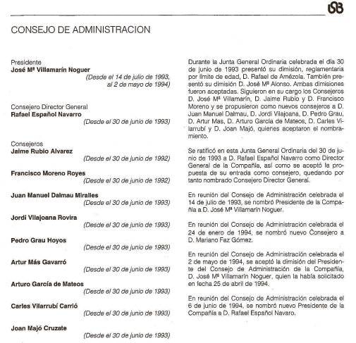 El document que reproduïm sobre aquestes línies correspon a la memòria de La Seda de Barcelona de l'any 1994
