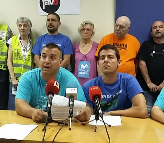 Roda de premsa dels tècnics de Movistar en vaga