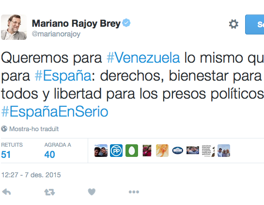 Tuit de M. Rajoy