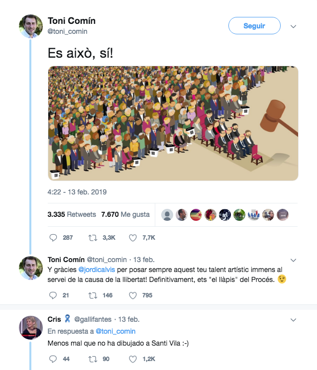 La viñeta sin Vila difundida por Comín