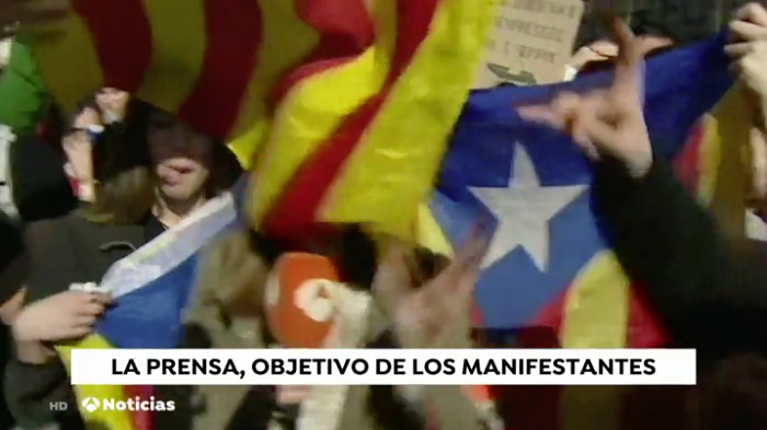 Una conexión en directo de Antena 3 durante la huelga