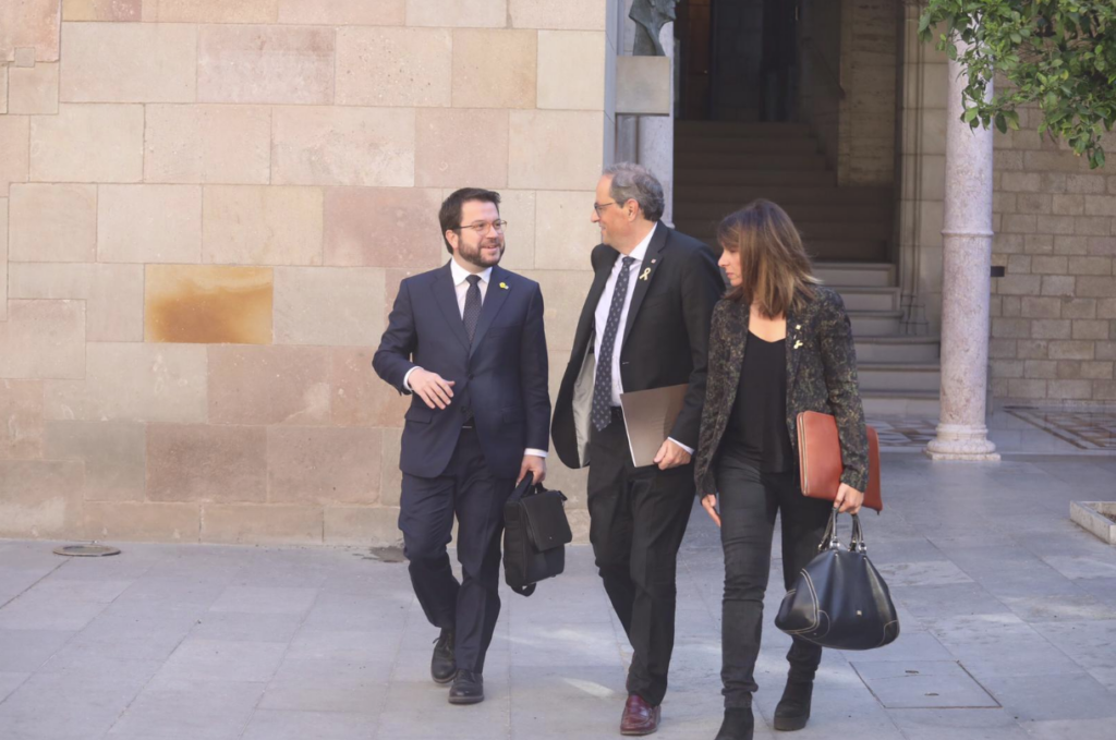 Quim Torra, Pere Aragonés i Meritxell Budó