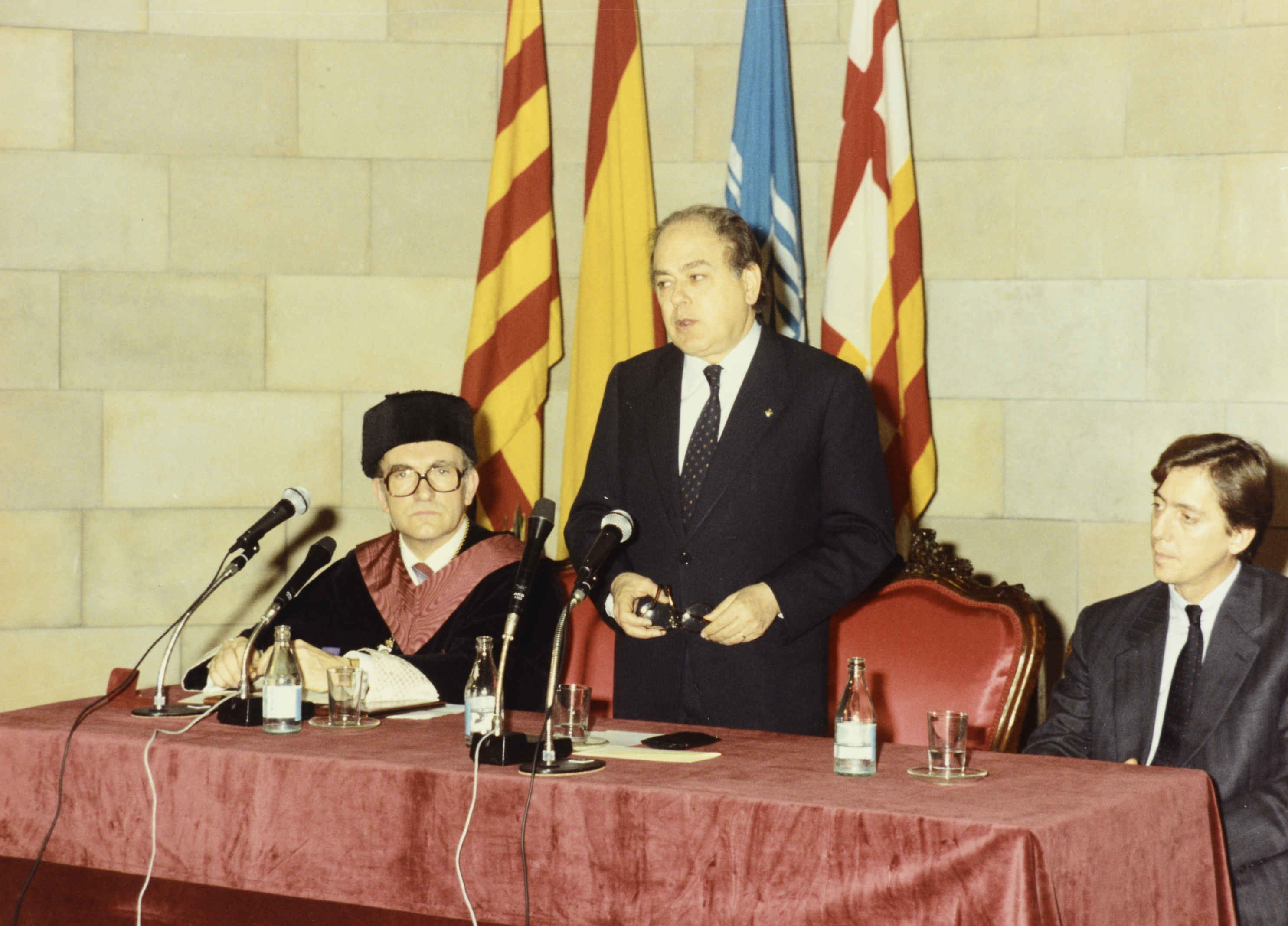 Jordi Pujol en un acte de la Universitat Politècnica de Catalunya el 1987