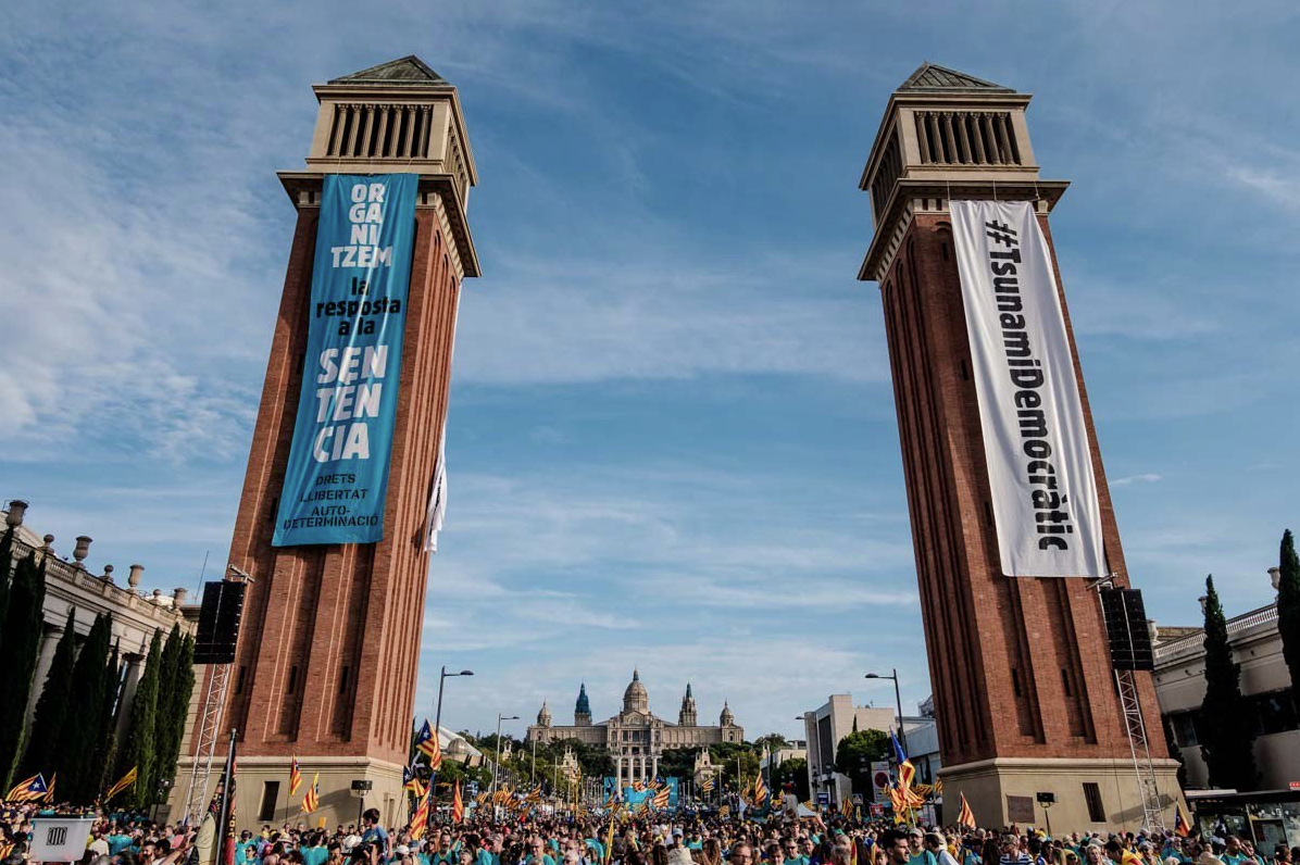 Movilización de Tsunami Democràtic en Barcelona