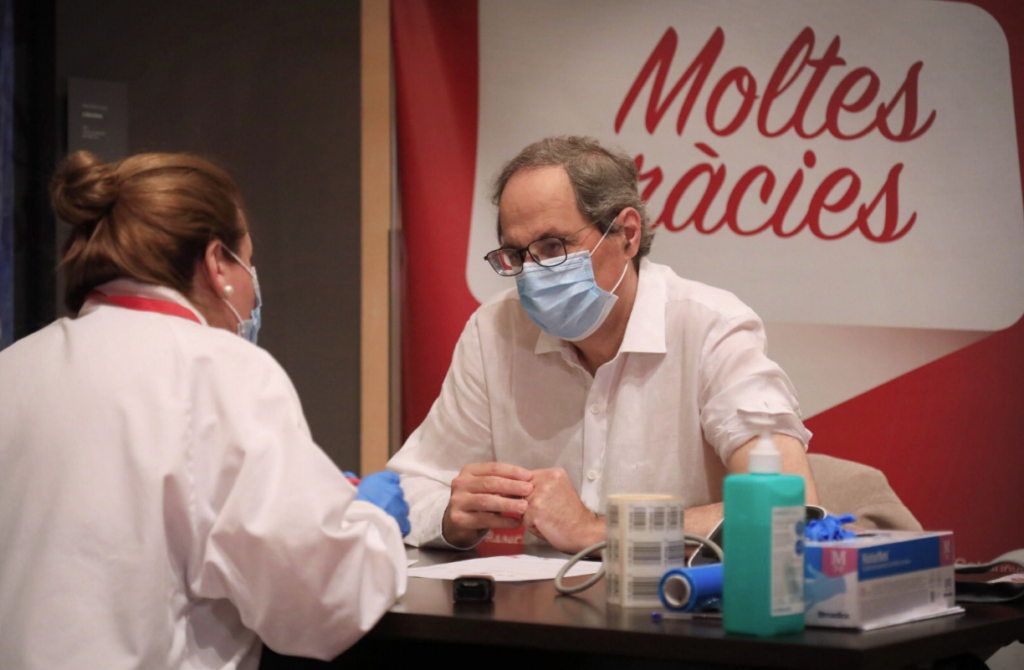 Quim Torra, apoyando una campaña de donación de sangre