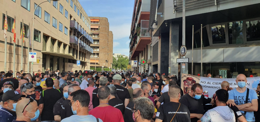 Mobilització de treballadors de Nissan a Catalunya