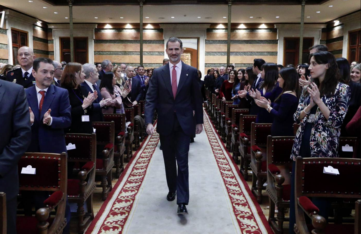 Felip VI, en el acto de entrega de los despachos a los nuevos jueces celebrado en Madrid en 2019