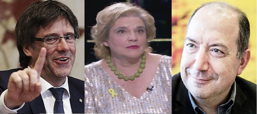 Carles Puigdemont, Pilar Rahola y Vicent Sanchis