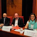 Gordillo, Sanchis y Llorach, durante una sesión de control de la CCMA en el Parlament