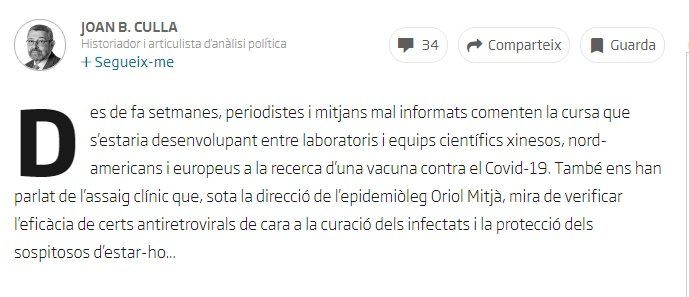 Article de Joan B.Culla a l'ARA