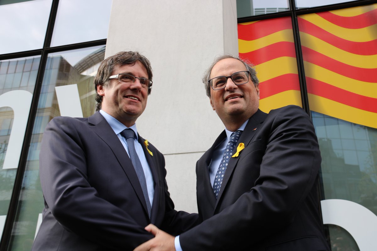 Carles Puigdemont con Quim Torra, en Bruselas
