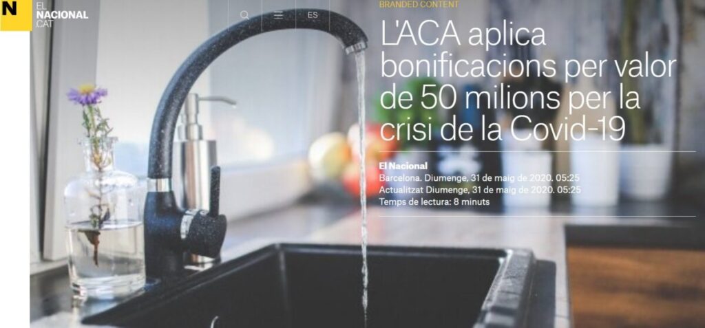 Artículo de 'El Nacional' financiado por la Agencia Catalana del Agua