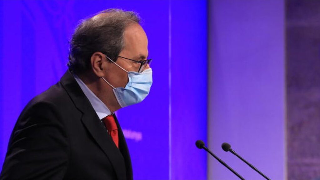 Quim Torra, presidente de la Generalitat, en una rueda de prensa