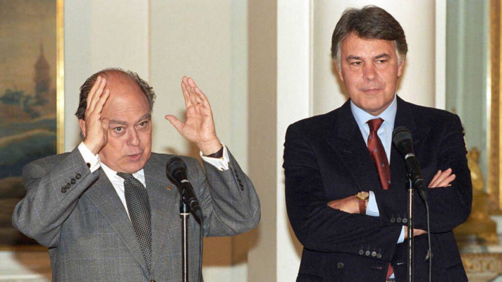 Jordi Pujol i Felipe González, en una roda de premsa conjunta el 1994