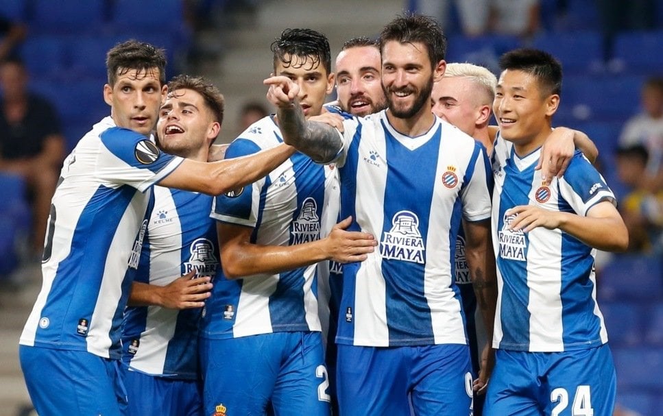 L'Espanyol, celebrant un gol en un partit