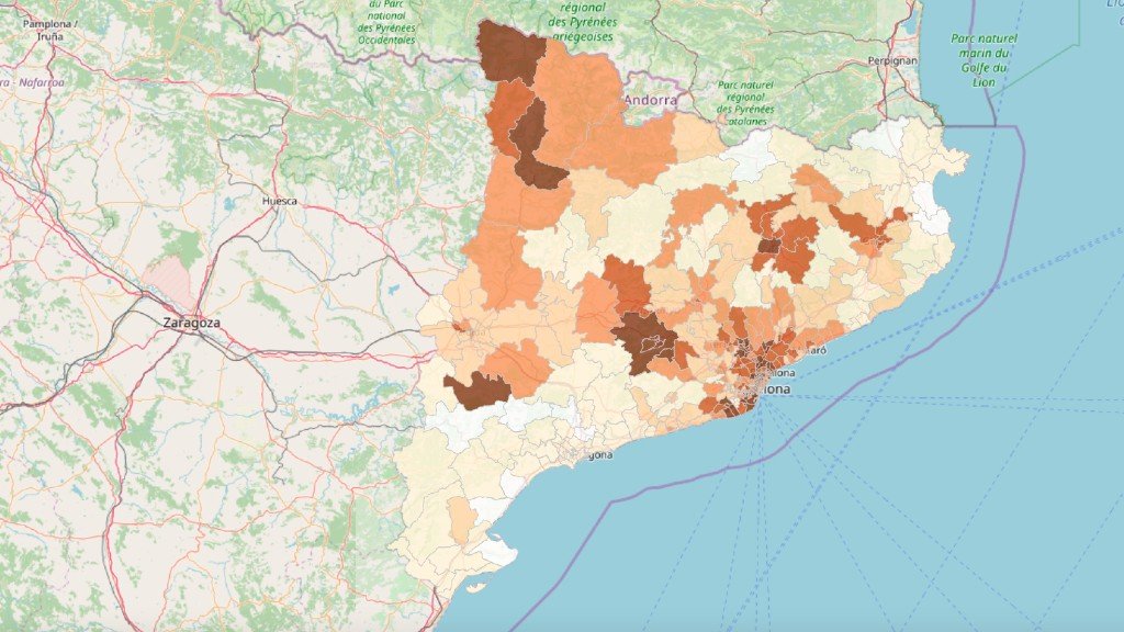 Mapa de la incidencia del Covid-19 en Cataluña