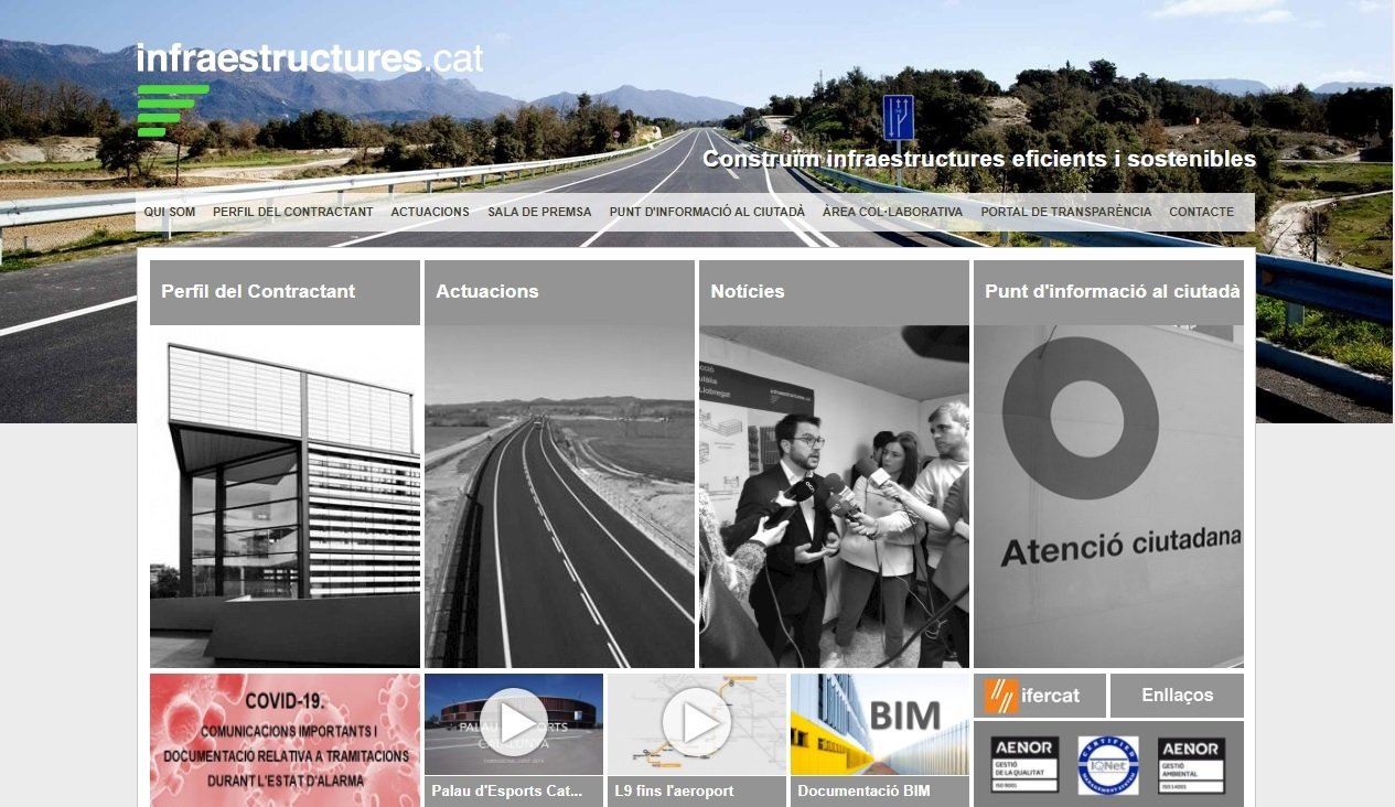 Portal de Internet de la empresa pública de la Generalitat Infraestructures.cat