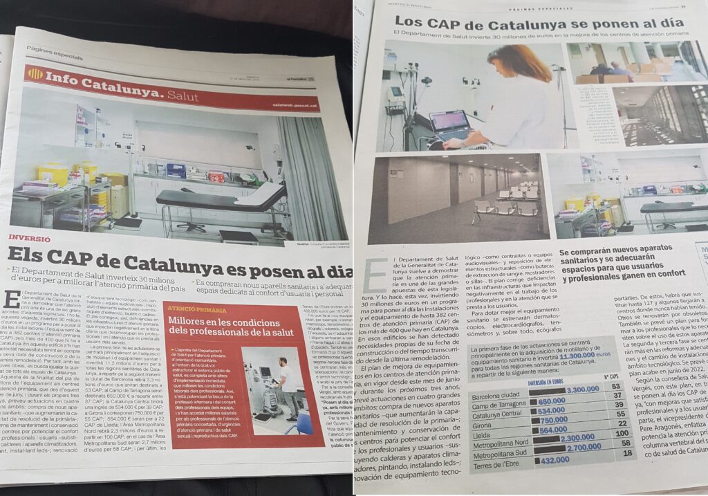 Propaganda del departament de Salut a El Periódico i La Vanguardia