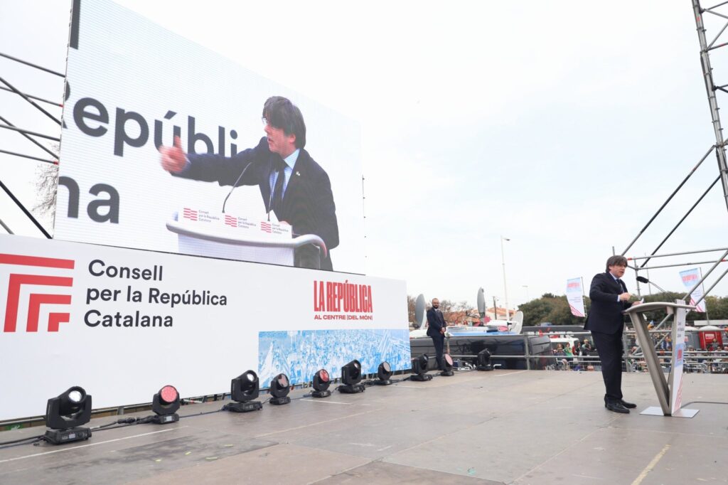 Puigdemont, durant el seu discurs a Perpinyà