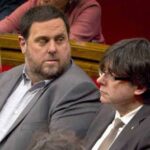 Junqueras i Puigdemont en un ple al Parlament.