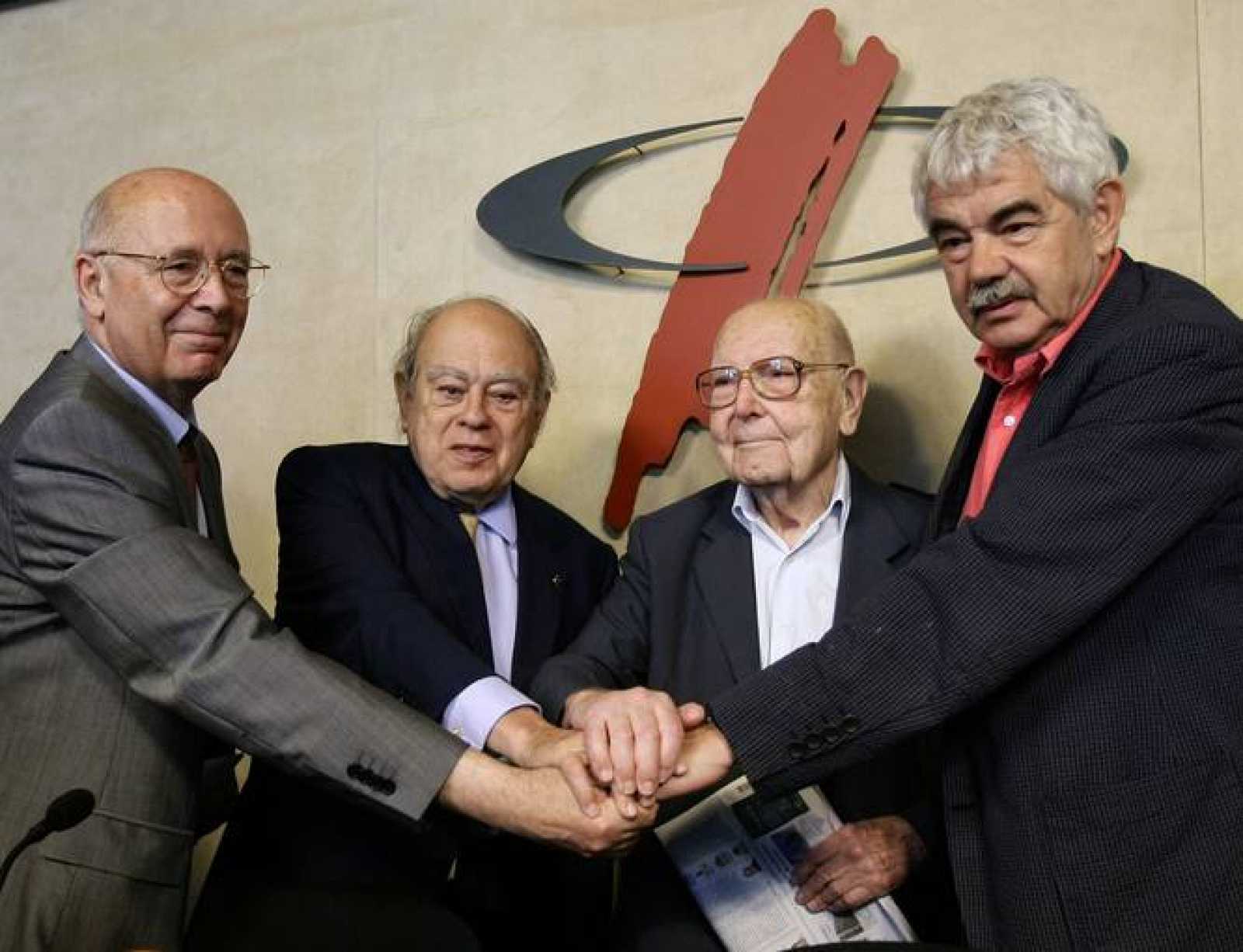 Joan Rigol, Jordi Pujol, Heribert Barrera y Pasqual Maragall, en el Col·