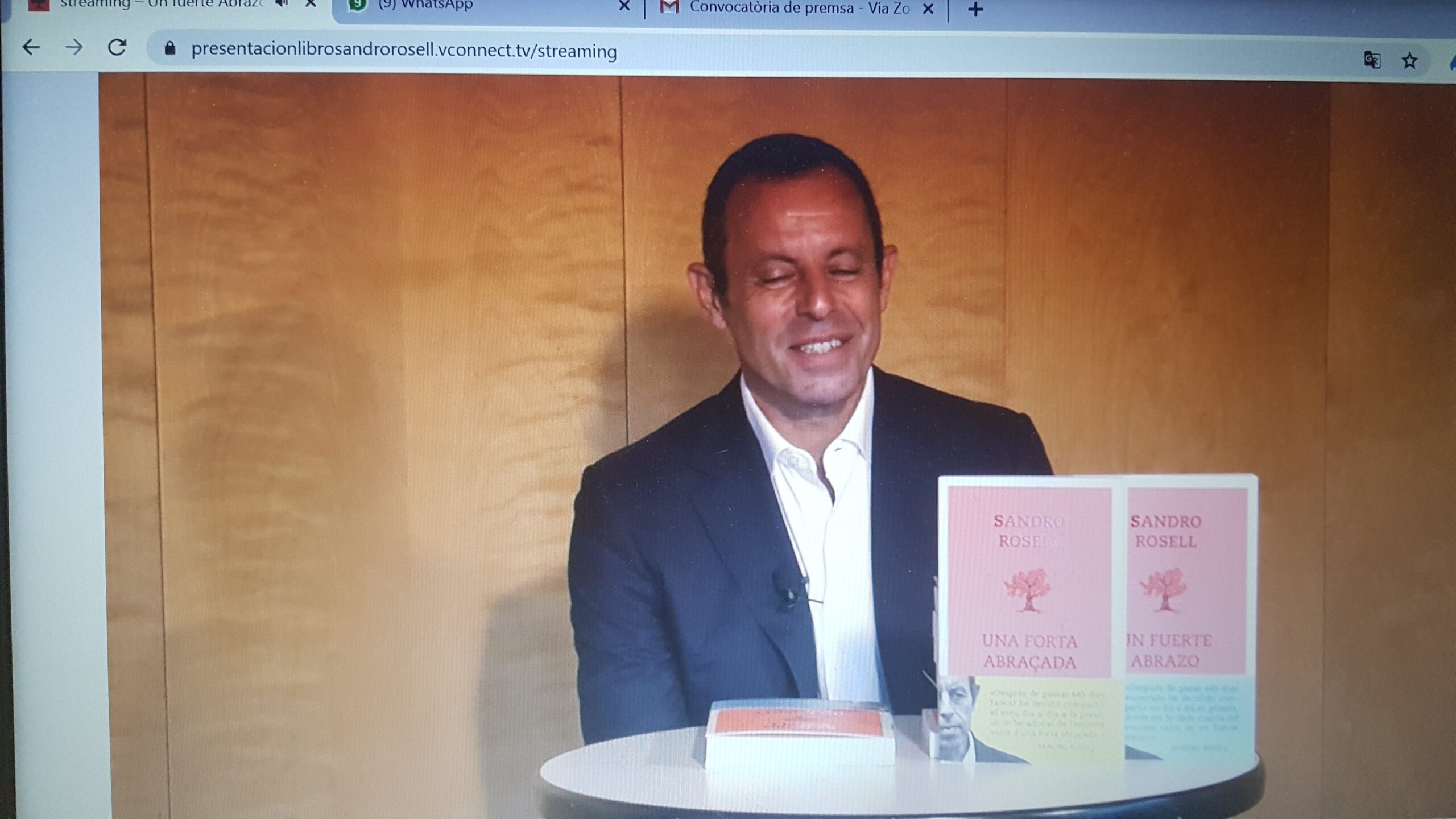 Sandro Rosell, en la rueda de prensa virtual para presentar 'Una fuerte