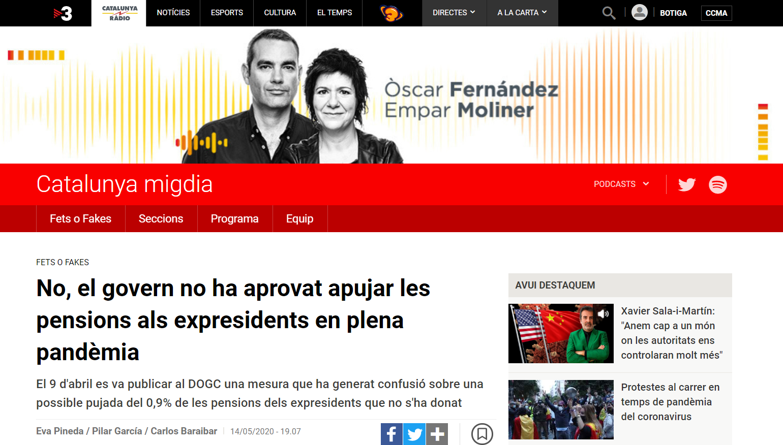 Portal del programa 'Catalunya Migdia' de Catalunya Ràdio
