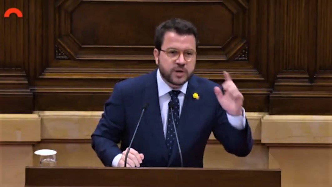 Pere Aragonés en el Parlamento de Cataluña.