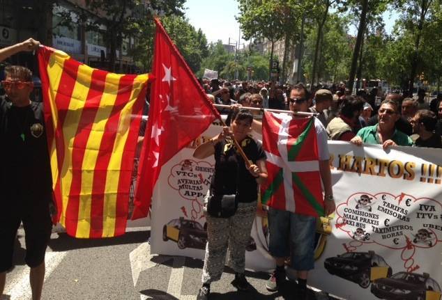 Protesta del sector del taxi, dimecres a Barcelona