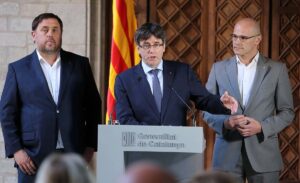 Oriol Junqueras, Carles Puigdemont y Raül Romeva