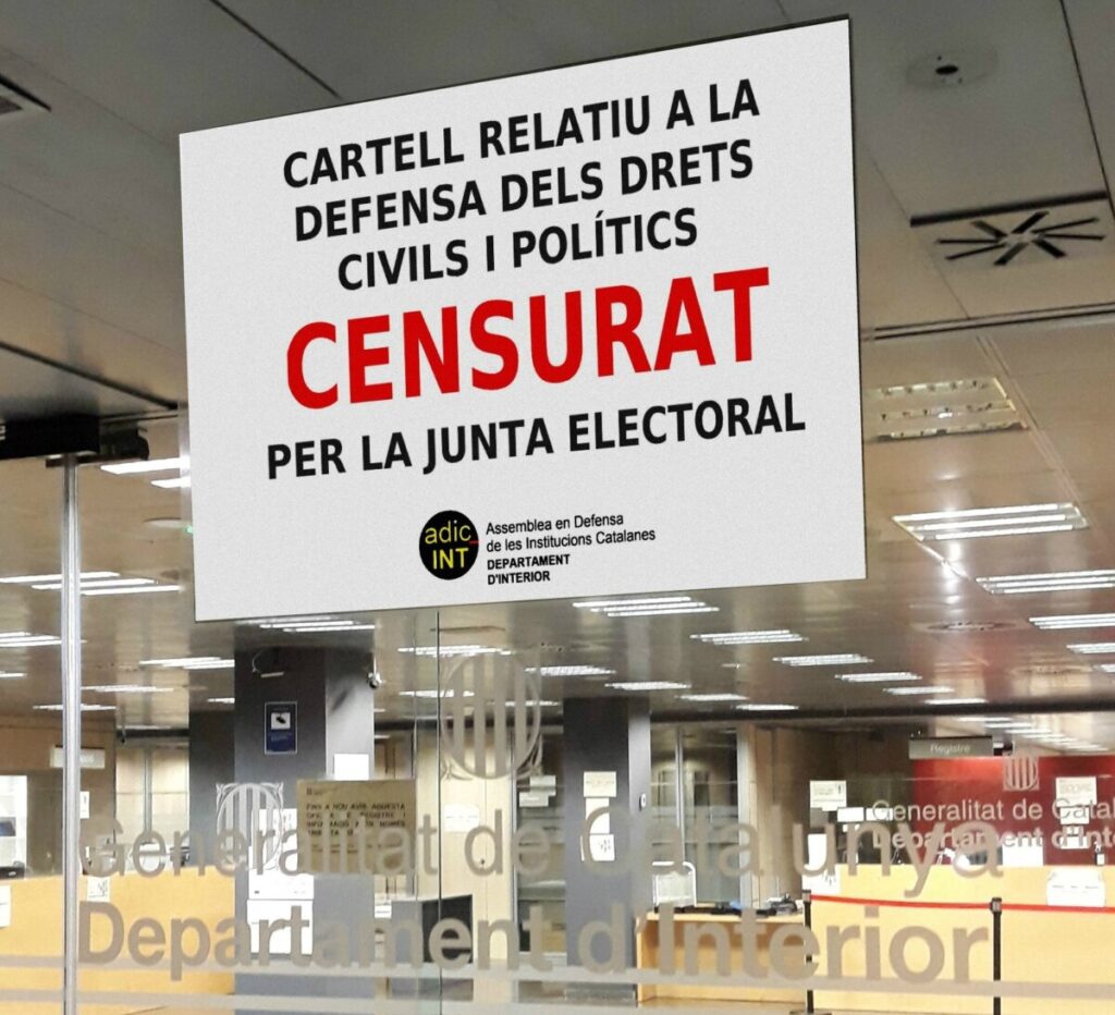 El cartell d'ADIC al Departament d'Interior