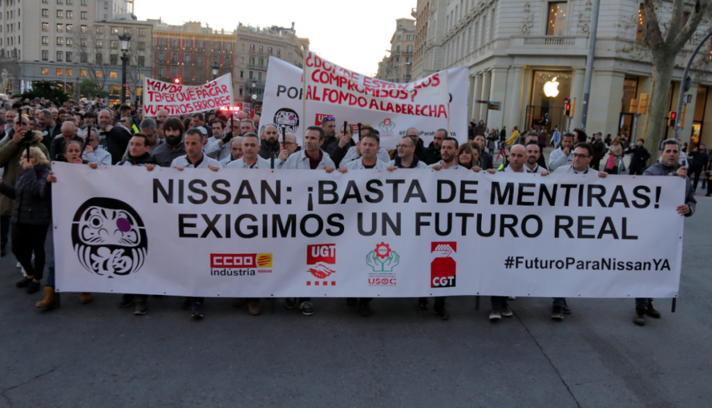 Manifestació dels treballadors de Nissan