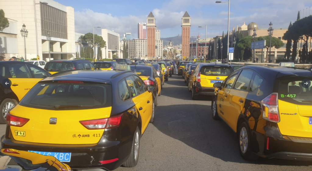 Mobilización de taxistas de Barcelona