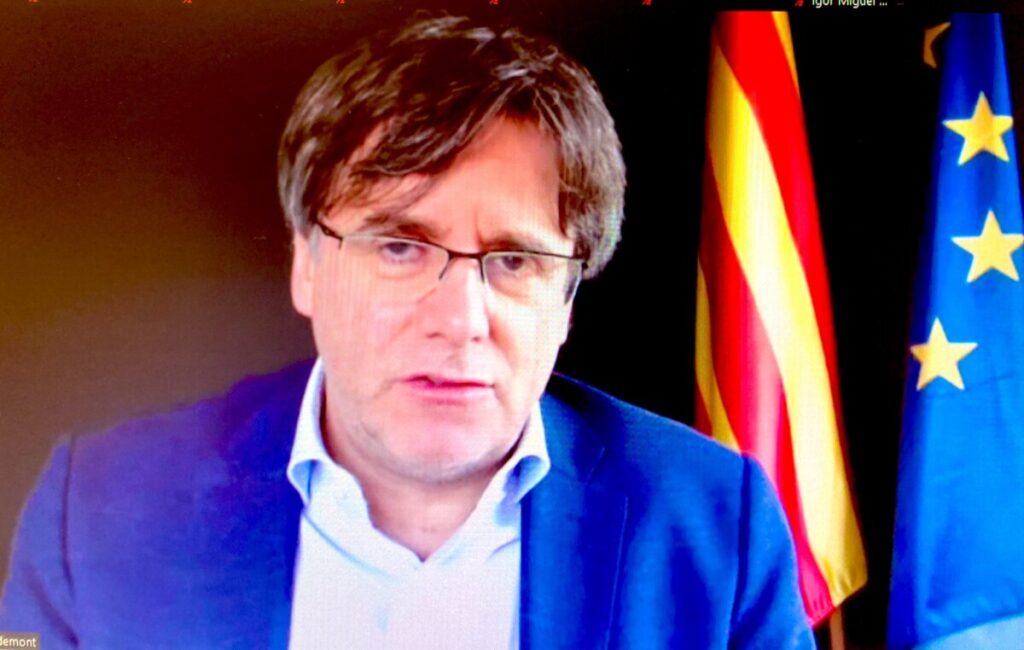 Carles Puigdemont, durante la conferencia virtual 'La lucha por la independencia desde el exilio'