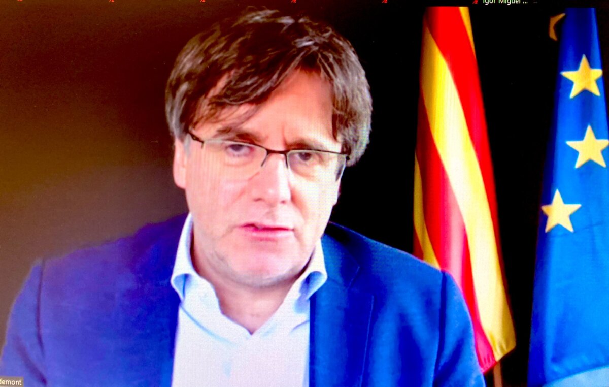 Carles Puigdemont durant la conferència virtual 'La lluita per la independència des de l’exili'