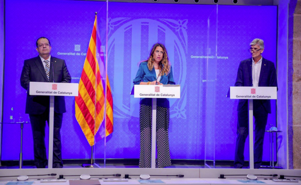 Compareixença del conseller Josep Maria Argimon amb el conseller Joan Ignasi Elena i la portaveu Patrícia Plaja