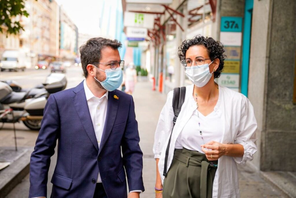 El president de la Generalitat, Pere Aragonès, visita a Ginebra la secretària general d'ERC, Marta Rovira