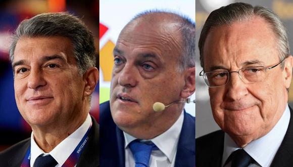 Joan Laporta, Javier Tebas y Florentino Pérez