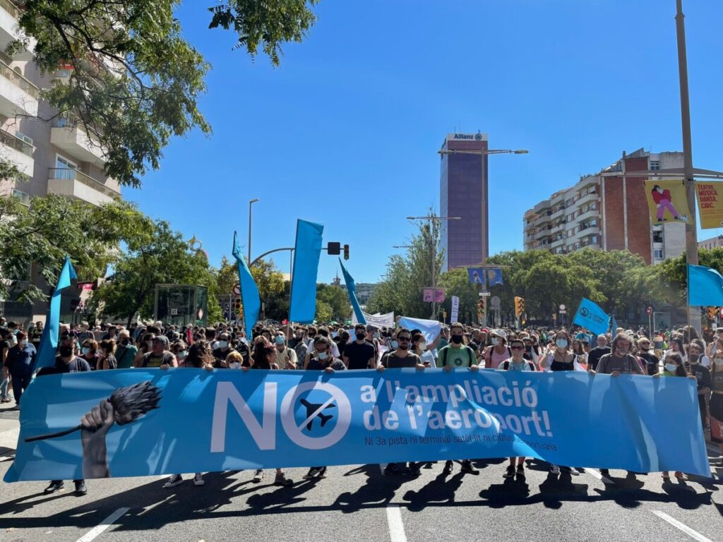 Manifestación contra la ampliación del aeropuerto en Barcelona