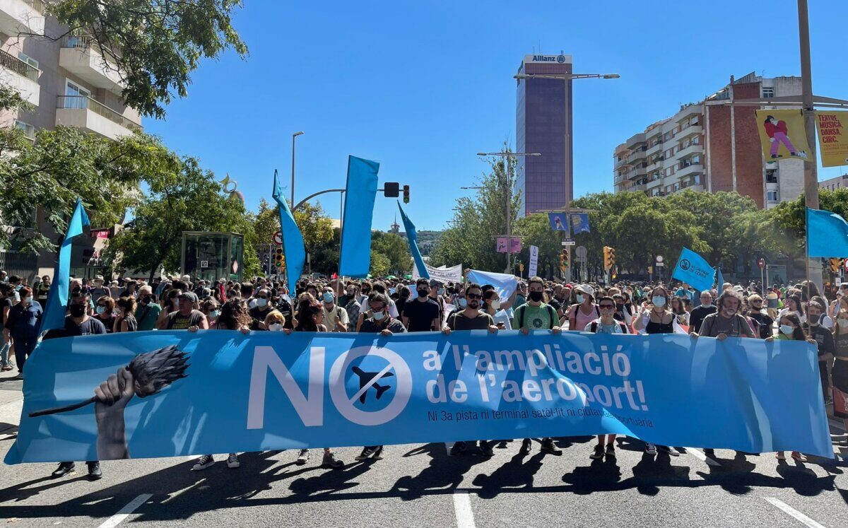 Manifestación contra la ampliación del aeropuerto en Barcelona