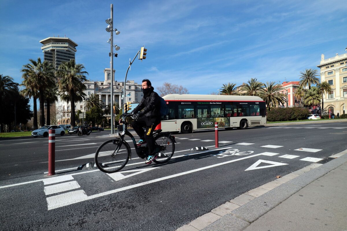 Un extremo de la Rambla de Barcelona