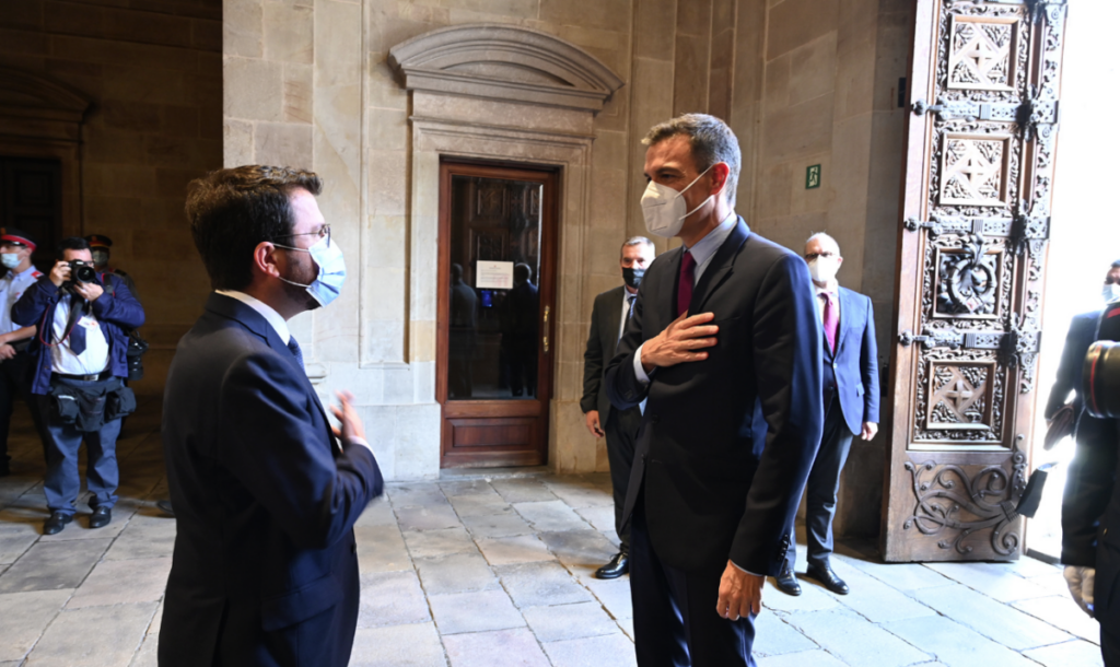Pere Aragonès i Pedro Sánchez, durant una trobada el 2021