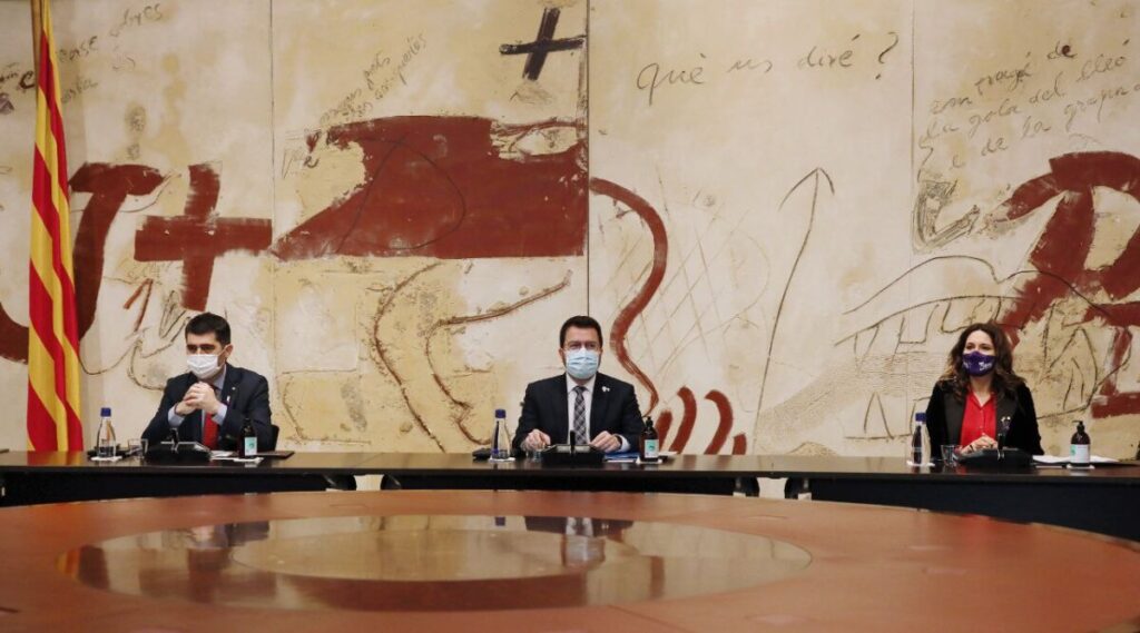 Pere Aragonès, durant una reunió del seu govern