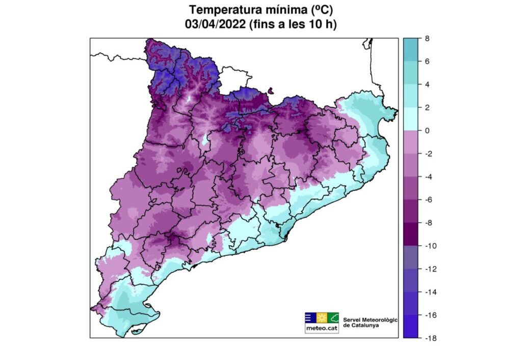 Baixen les temperatures el diumenge 3 d'abril (Meteocat)
